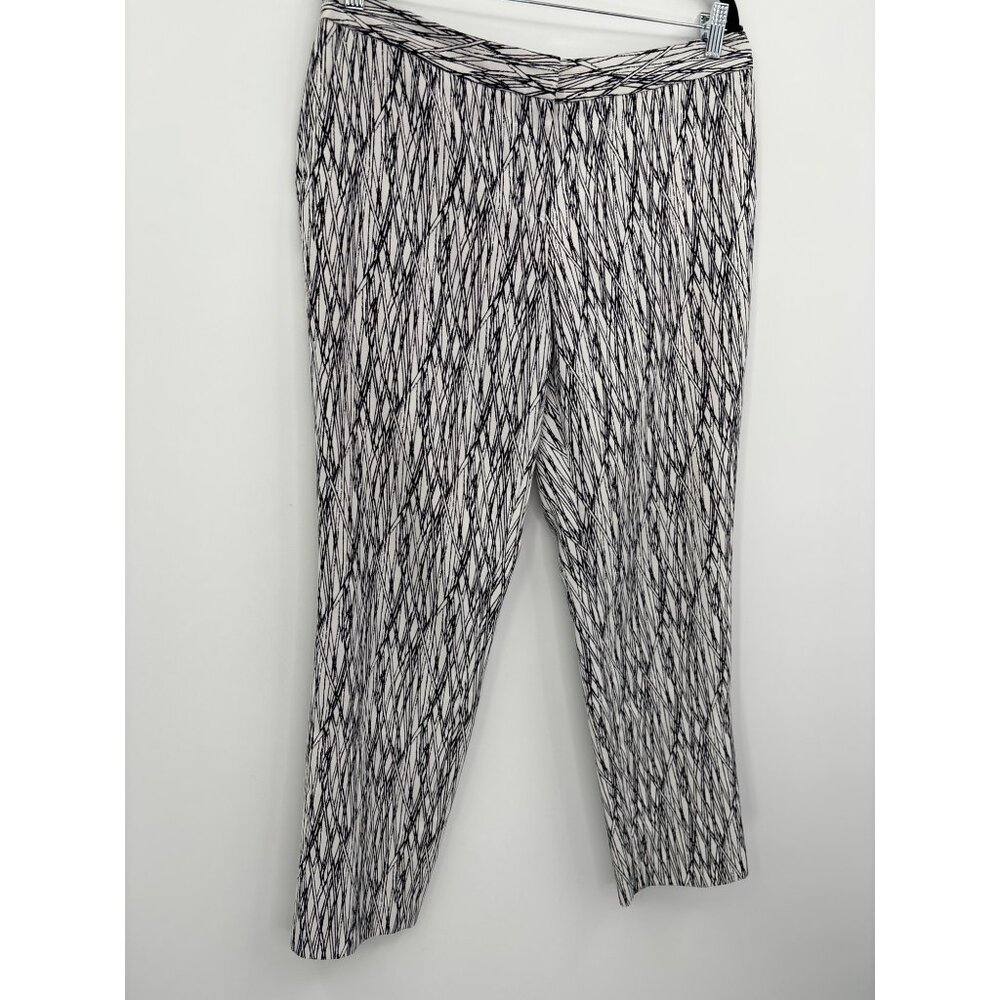 Vince Camuto Printed Trouser Pant White Black Size 10 - Picture 2 of 6